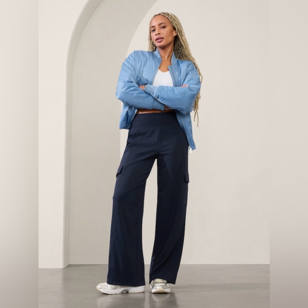 Athleta Venice Navy Wide-Leg Cargo Pants